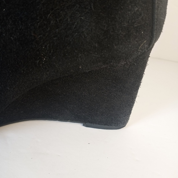 Size 8 vintage Suede Colin Stuart Wedge Leather Boots Lace Up Detail Winter Fall - Picture 10 of 16